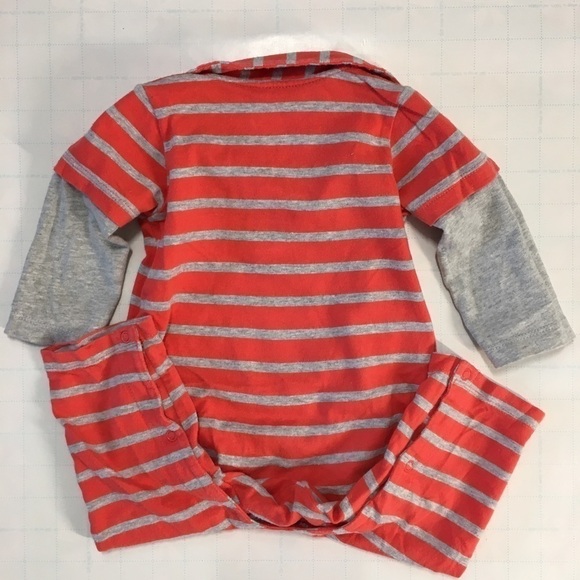 Carter's Baby Boy's Orange Gray Long Sleeves 100% cotton Romper Size 9M - Picture 5 of 9